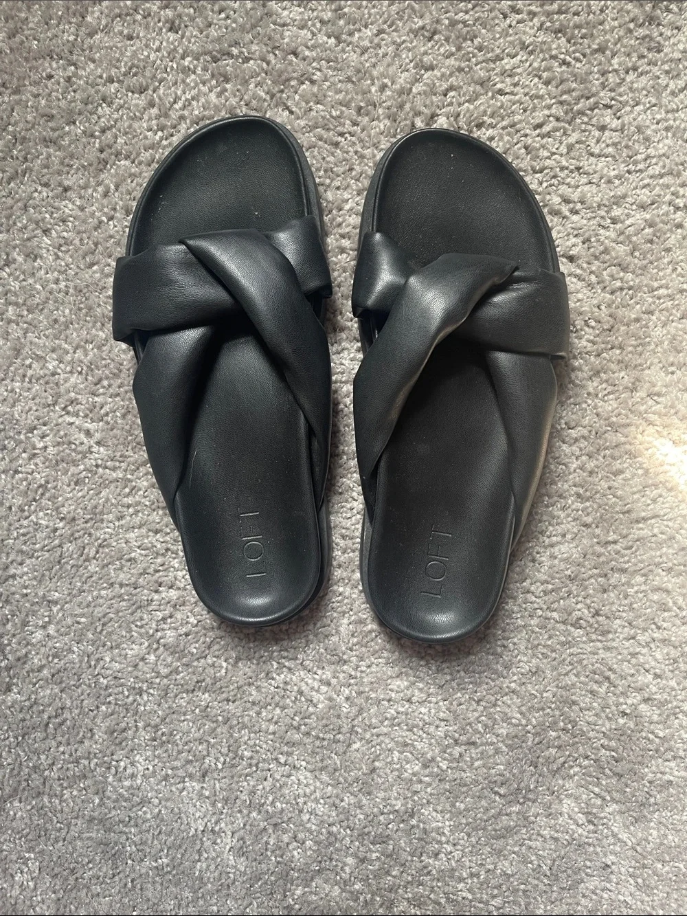 Black Twisted Slide Sandals